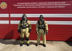 В Брюховецком районе прошли учения газодымозащитной службы