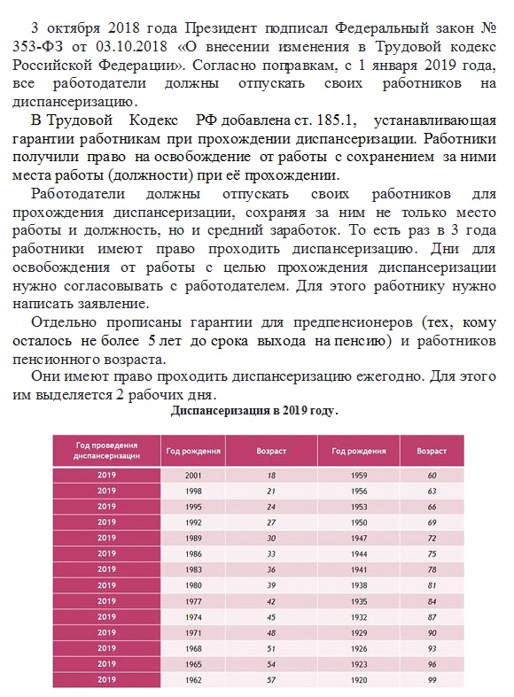 Положение о прохождении диспансеризации в 2020 году образец