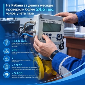 На Кубани за девять месяцев проверили более 24,6 тыс. узлов учета газа